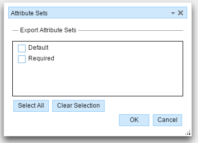 Export Attribute Sets dialog box Export Attribute Sets dialog box